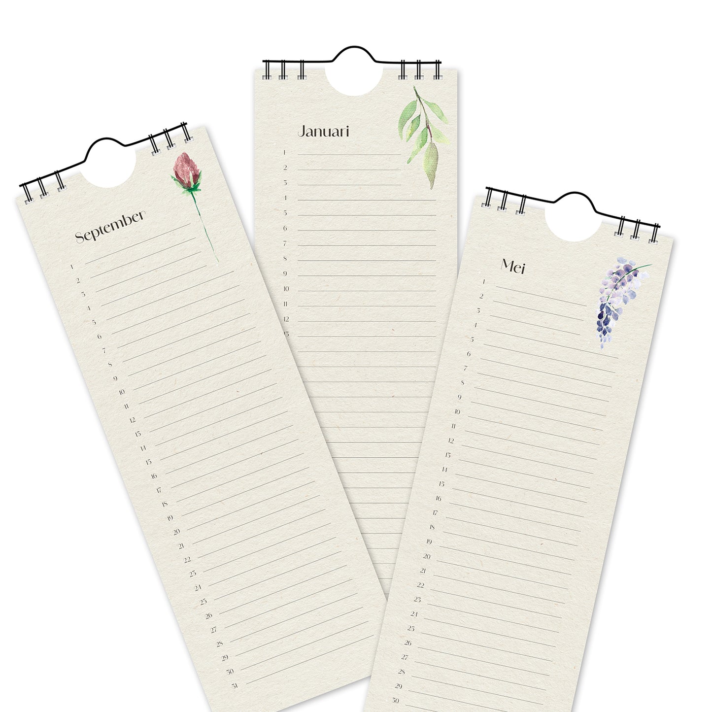 Duurzame Verjaardagskalender met subtiele Aquareltekeningen