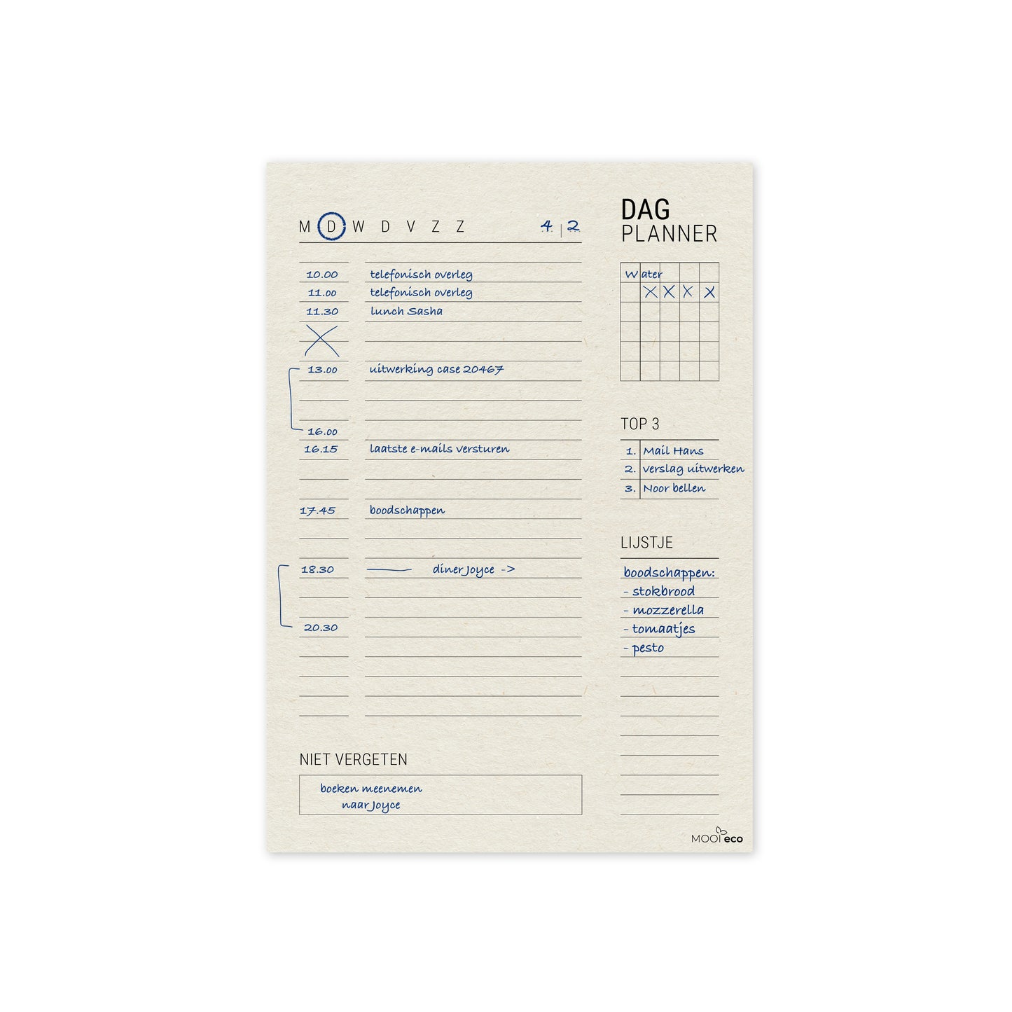 Duurzame dagplanner / planner - boomvrij papier / plasticvrij verpakt