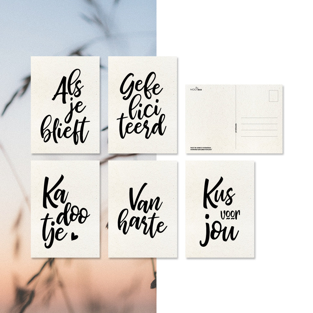 Ansichtkaarten Felicitatie | Set van 5