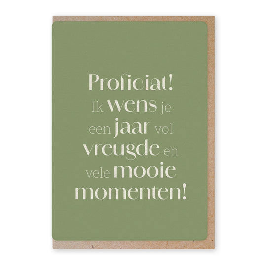 Duurzame ansichtkaart | Proficiat! Ik wens je een jaar vol...