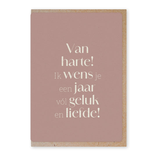 Duurzame ansichtkaart | Van harte! Ik wens je een jaar...