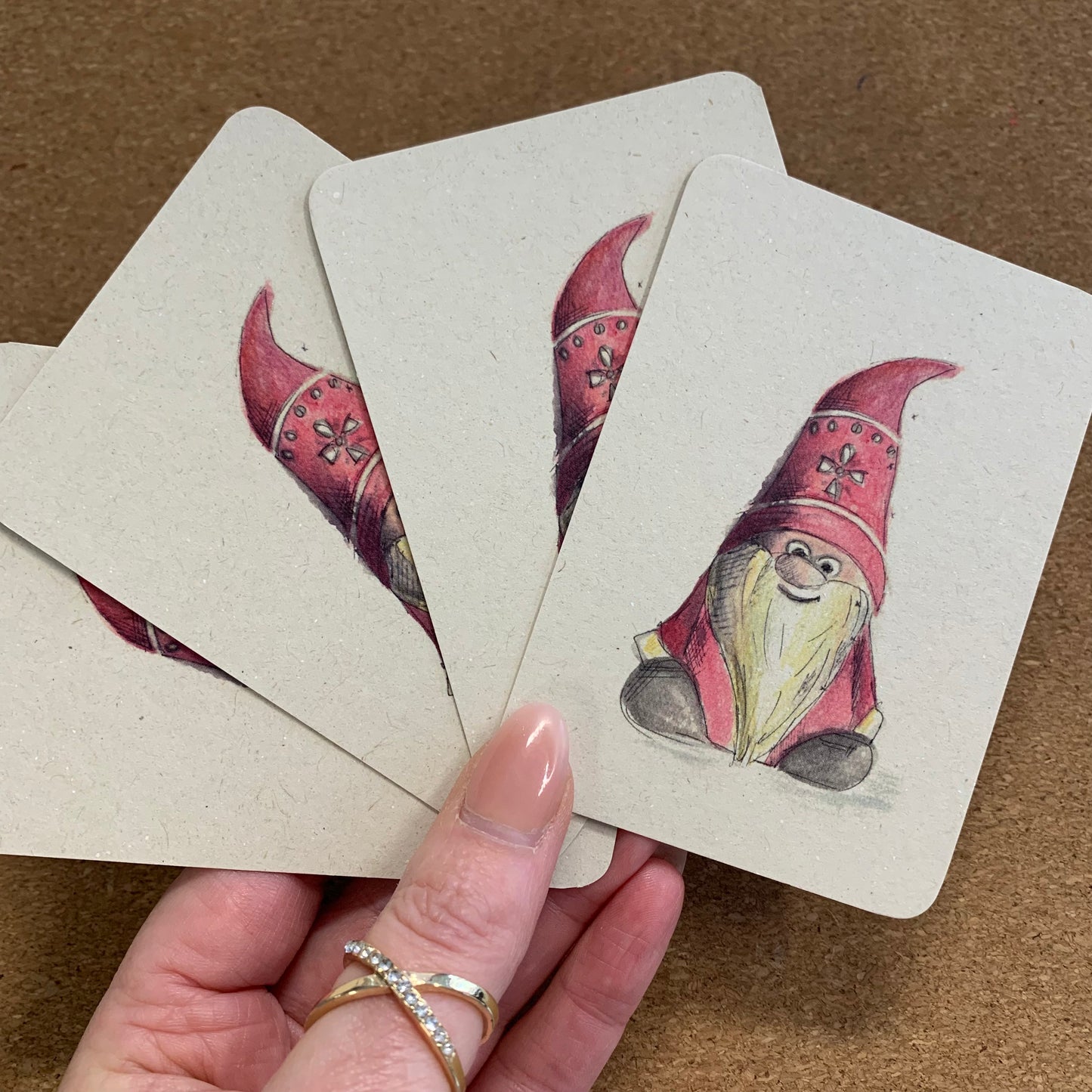 Duurzame minikaartjes | Tomte Kerstkabouter | set van 4