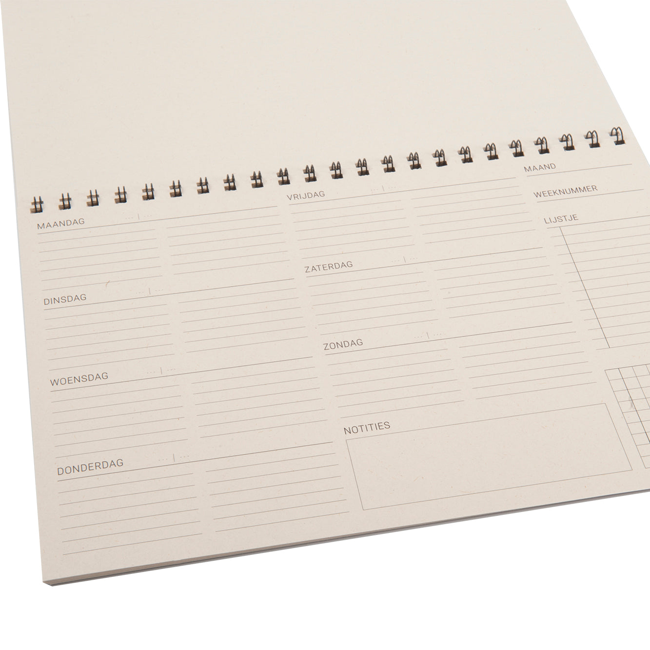 Duurzame planner gemaakt van papier van landbouwrestafval, hier worden geen bomen voor gekapt