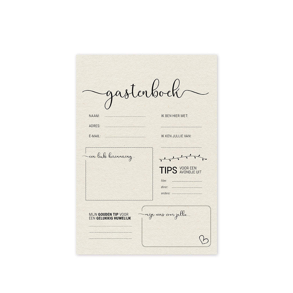 Aanvulling Gastenboek | Set van 15