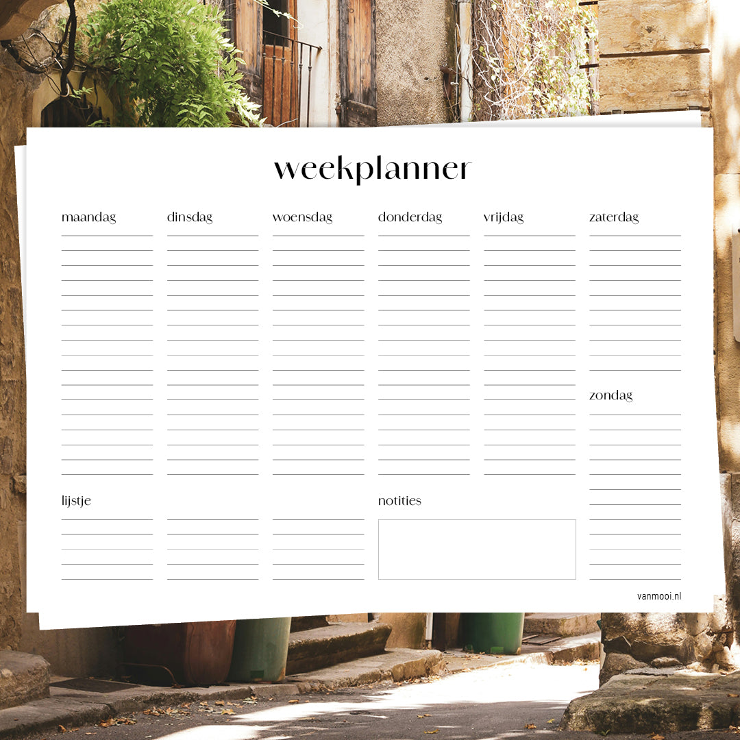 Printable weekplanner PDF met to-do lijst en notities – VanMooi