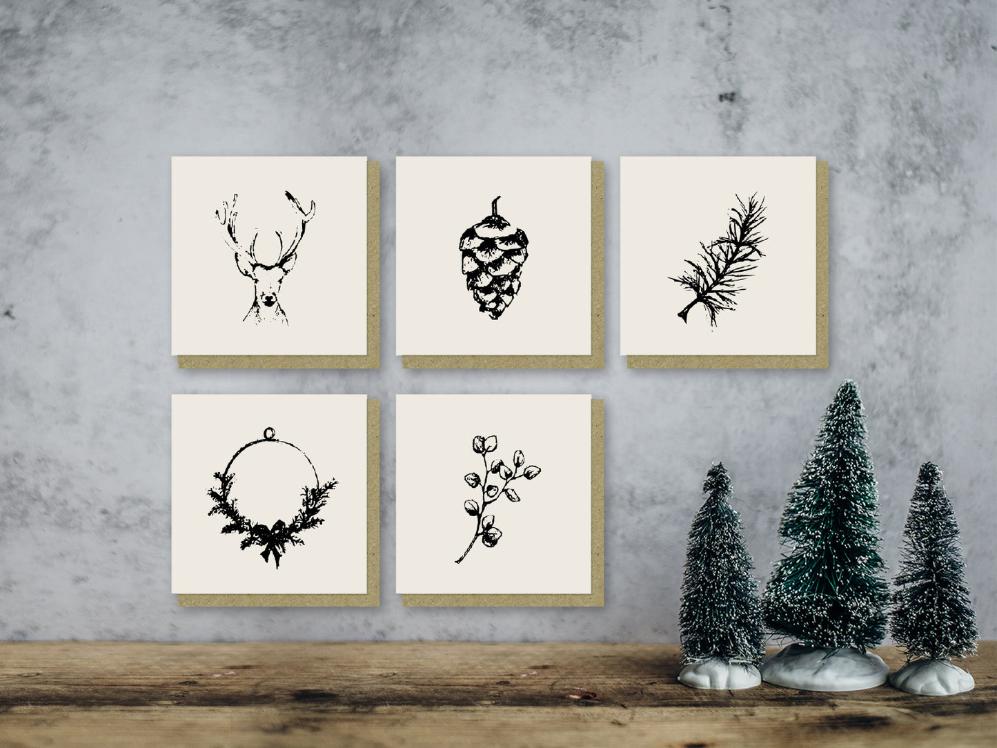 Luxe kerstkaarten mix | Set van 5