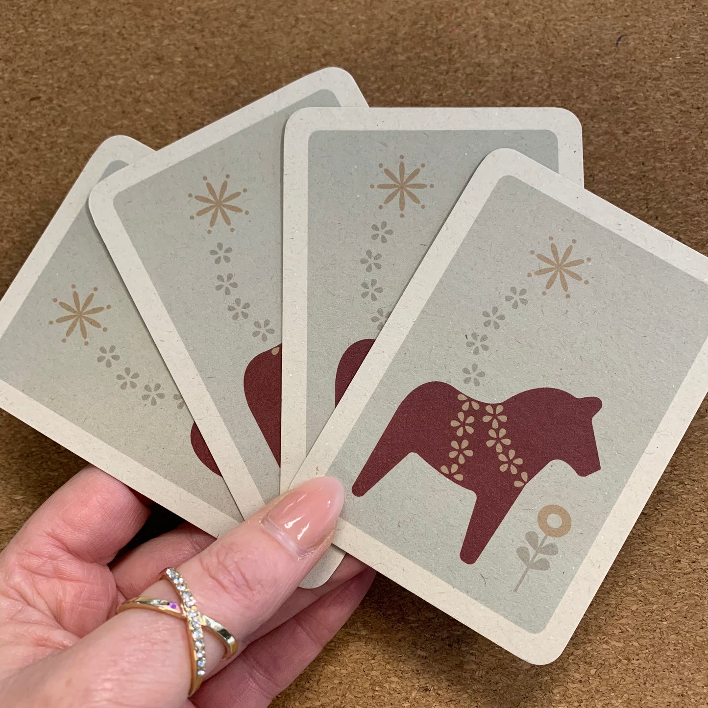 Duurzame minikaartjes | Zweeds dalapaardje | set van 4