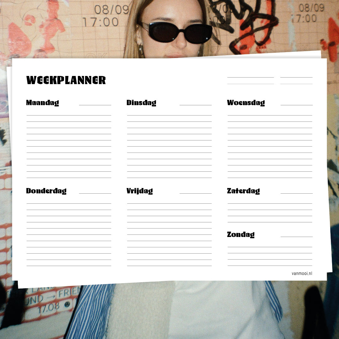 Printable modern design weekplanner PDF met notities – VanMooi