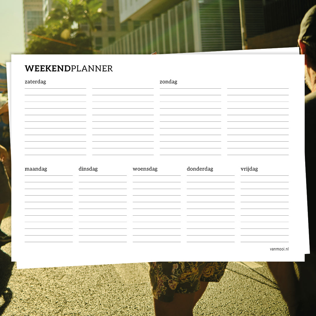 Printable overzichtelijke kolommen weekendplanner PDF – VanMooi